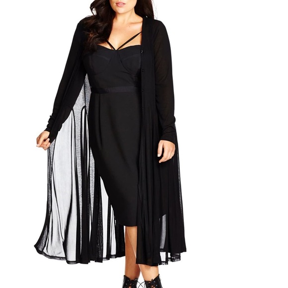 City Chic Tops - City Chic Longline Sheer Cardi